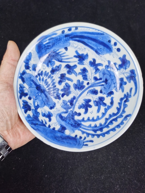 古玩陶瓷青花鳳穿牡丹圖盤拍賣，當前價格5500元