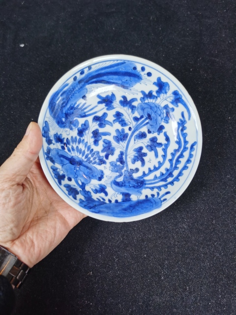 古玩陶瓷青花鳳穿牡丹圖盤拍賣，當前價格5500元