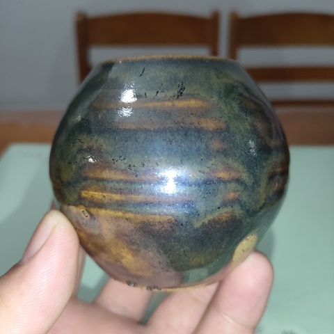 古玩陶瓷明代,磁州窯紫金釉雞心罐拍賣,當前價格360元