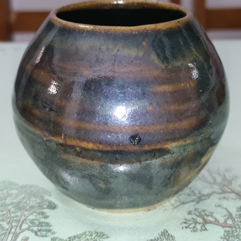 古玩陶瓷明代,磁州窯紫金釉雞心罐拍賣,當前價格360元
