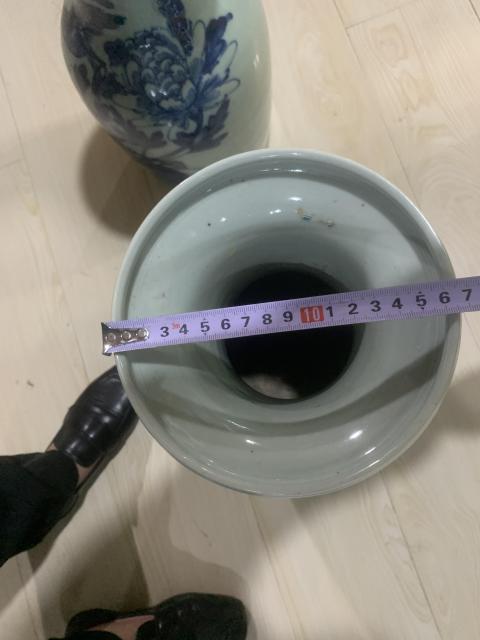 古玩陶瓷青花亭臺山水雙耳瓶拍賣，當前價格1800元