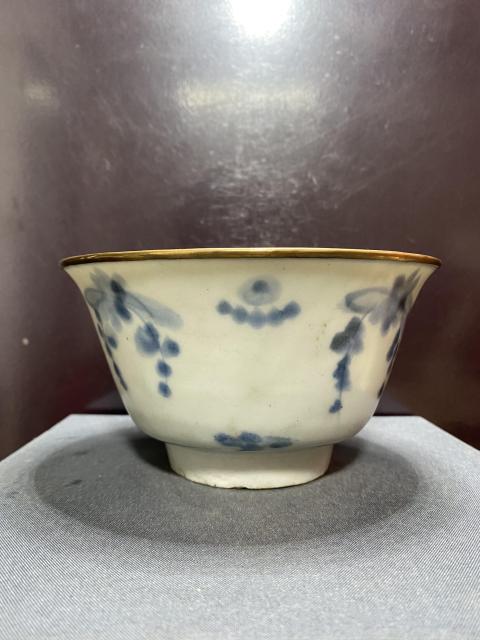 古玩陶瓷明青花葡萄紋撇口碗拍賣，當前價格3500元