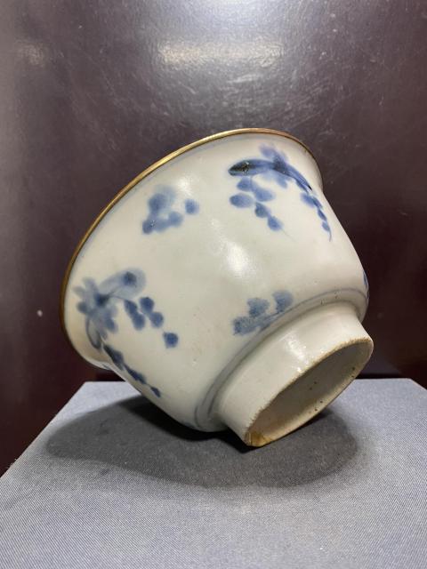 古玩陶瓷明青花葡萄紋撇口碗拍賣，當前價格3500元