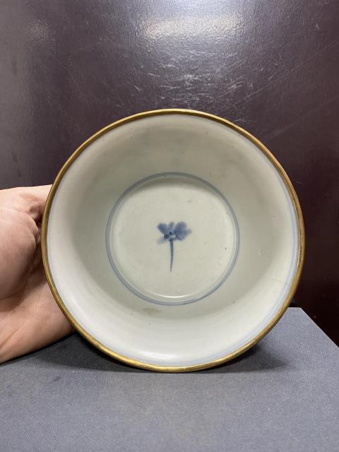 古玩陶瓷明青花葡萄紋撇口碗拍賣，當前價格3500元