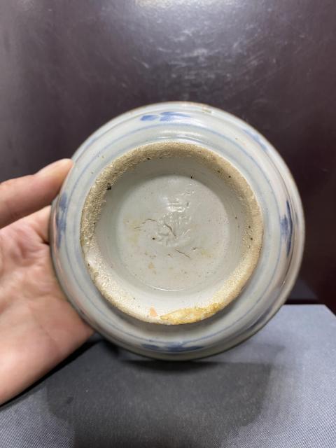 古玩陶瓷明青花葡萄紋撇口碗拍賣，當前價格3500元