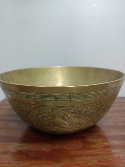 古玩陶瓷龍鳳紋銅質缽式洗拍賣,當前價格4688元