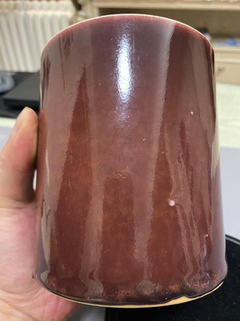 古玩陶瓷玉環(huán)底紅釉筆筒拍賣(mài),當(dāng)前價(jià)格3800元