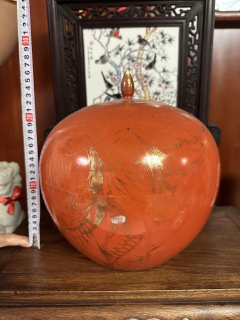 古玩陶瓷**紅描金西瓜罐拍賣，當前價格1200元