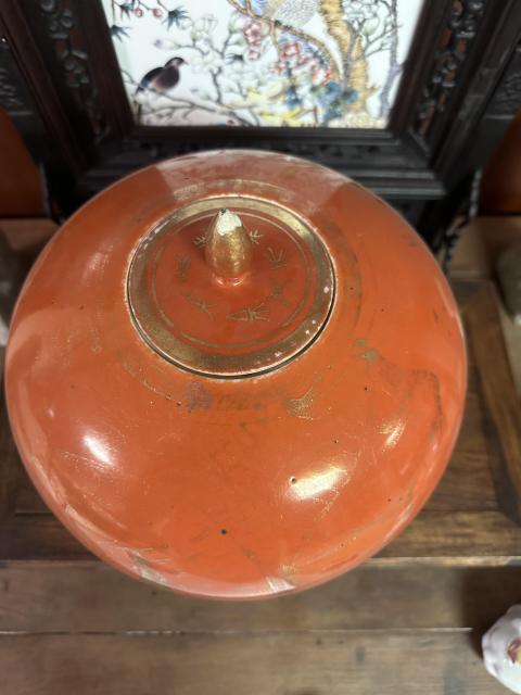 古玩陶瓷**紅描金西瓜罐拍賣，當前價格1200元
