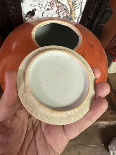 古玩陶瓷**紅描金西瓜罐拍賣，當前價格1200元