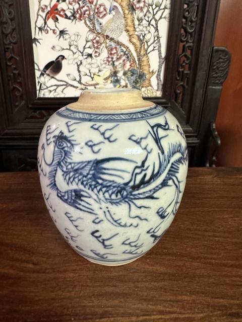 古玩陶瓷雍正青花淡描雙鳳紋蓋罐拍賣，當(dāng)前價格3600元