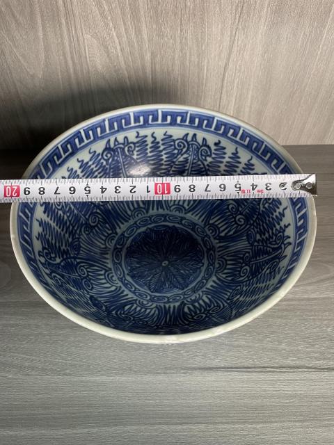 古玩陶瓷清康熙 青花仰蓮紋雞心大碗(官家重器)拍賣,當前價格8300元