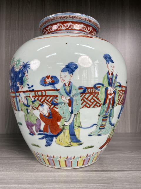古玩陶瓷清咸豐 特大號青花五彩四妃十六子圖太白尊拍賣，當(dāng)前價(jià)格32000元