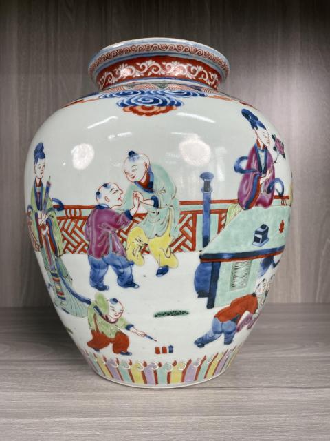 古玩陶瓷清咸豐 特大號青花五彩四妃十六子圖太白尊拍賣，當(dāng)前價(jià)格32000元