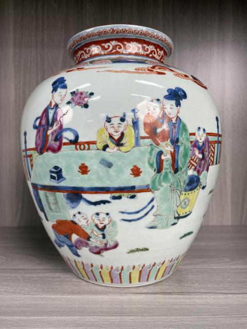 古玩陶瓷清咸豐 特大號青花五彩四妃十六子圖太白尊拍賣，當(dāng)前價(jià)格32000元