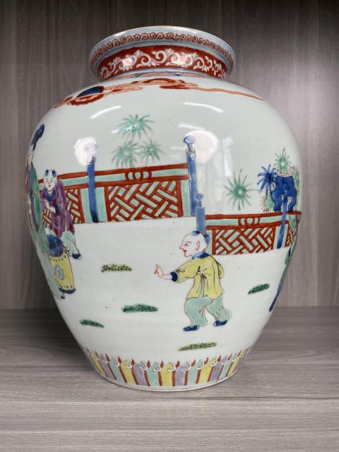古玩陶瓷清咸豐 特大號青花五彩四妃十六子圖太白尊拍賣，當(dāng)前價(jià)格32000元