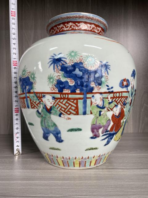 古玩陶瓷清咸豐 特大號青花五彩四妃十六子圖太白尊拍賣，當(dāng)前價(jià)格32000元