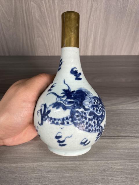 古玩陶瓷清雍正 精品青花云龍紋膽瓶拍賣，當前價格3500元