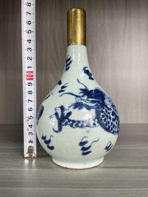 古玩陶瓷清雍正 精品青花云龍紋膽瓶拍賣，當前價格3500元