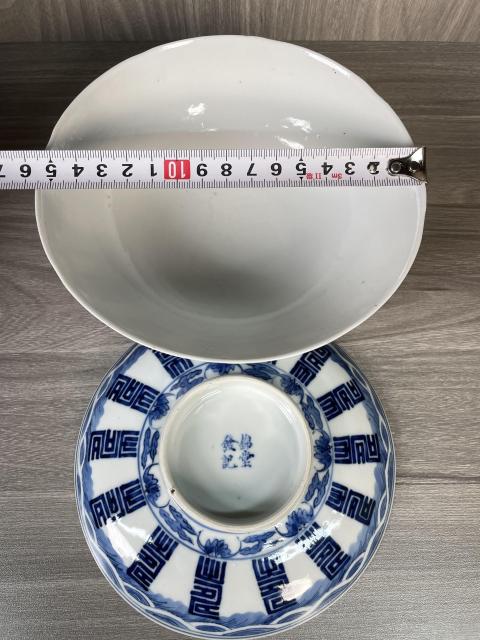古玩陶瓷清道光 二級官極品青花福壽紋蓋碗拍賣,當前價格5300元