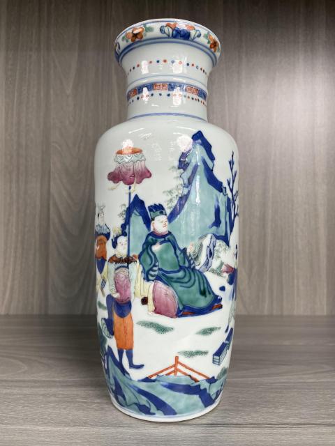 古玩陶瓷清光緒 青花加彩人物故事紋棒槌瓶拍賣,當前價格22000元