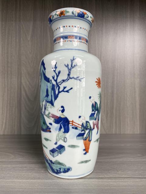 古玩陶瓷清光緒 青花加彩人物故事紋棒槌瓶拍賣,當前價格22000元
