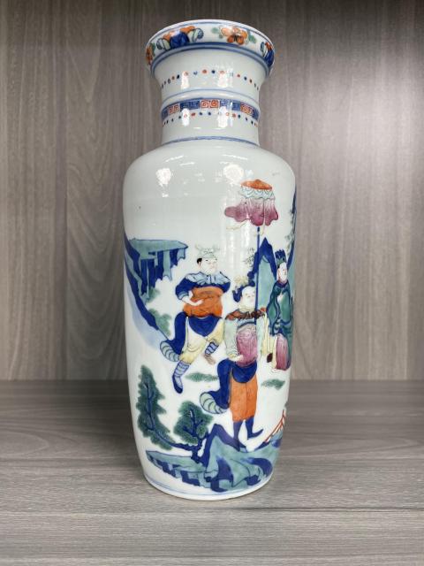 古玩陶瓷清光緒 青花加彩人物故事紋棒槌瓶拍賣,當前價格22000元