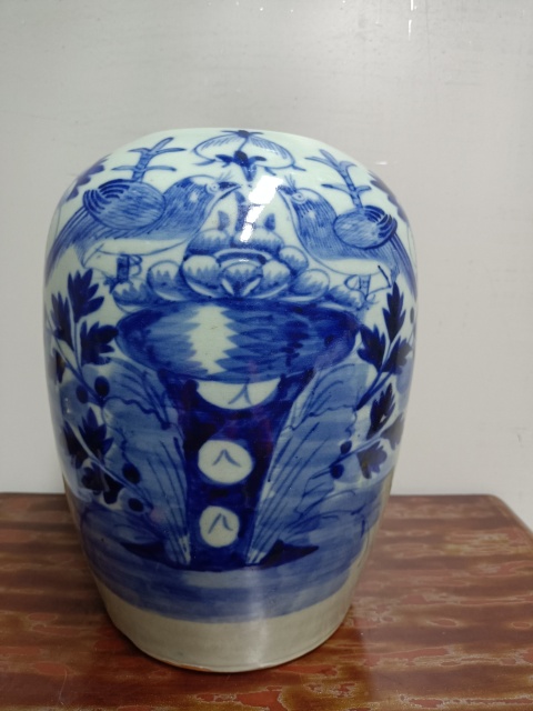 花鳥紋豆青釉青花冬瓜罐拍賣，當前價格1688元