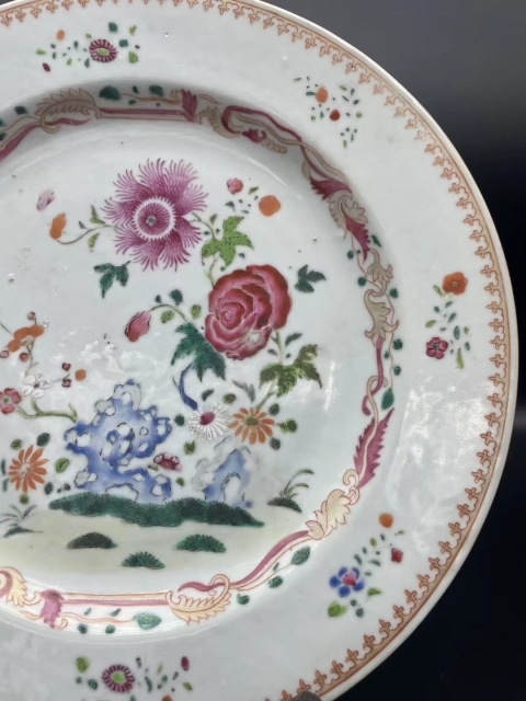 古玩陶瓷雍正全美品粉彩花卉盤拍賣,當前價格4500元