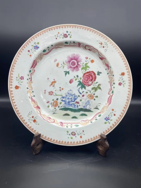 古玩陶瓷雍正全美品粉彩花卉盤拍賣,當前價格4500元