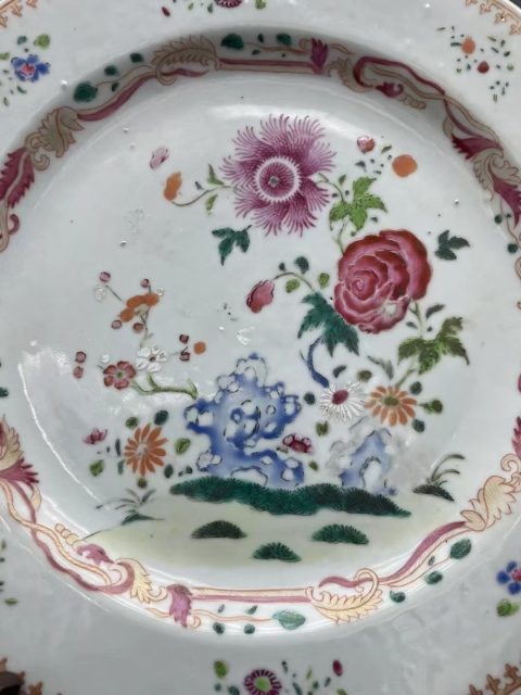 古玩陶瓷雍正全美品粉彩花卉盤拍賣,當前價格4500元