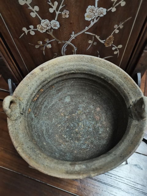 古玩陶瓷原始青瓷雙耳三足鼎拍賣，當前價格3500元