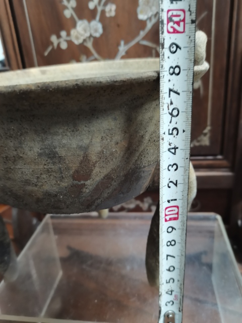 古玩陶瓷原始青瓷雙耳三足鼎拍賣，當前價格3500元