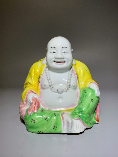 古玩陶瓷（民國精品）五彩彌勒佛塑像拍賣，當前價格4888元