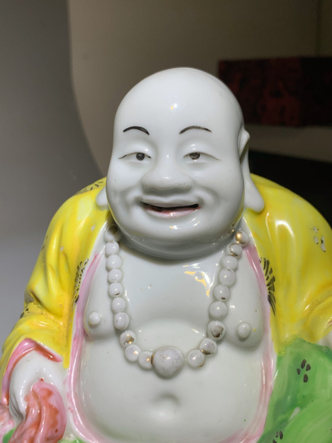 古玩陶瓷（民國精品）五彩彌勒佛塑像拍賣，當前價格4888元