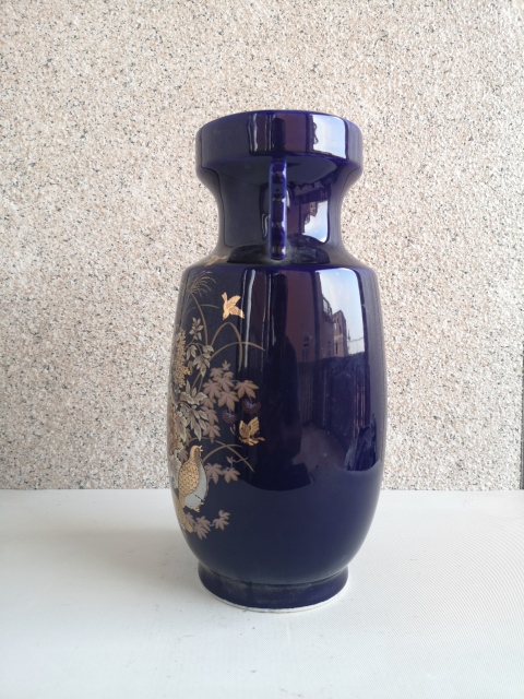 古玩陶瓷花鳥紋藍(lán)釉描金瓶拍賣，當(dāng)前價格222元