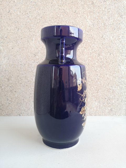 古玩陶瓷花鳥紋藍(lán)釉描金瓶拍賣，當(dāng)前價格222元