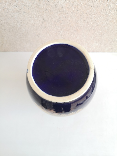 古玩陶瓷花鳥紋藍(lán)釉描金瓶拍賣，當(dāng)前價格222元