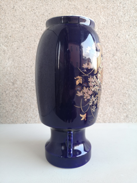 古玩陶瓷花鳥紋藍(lán)釉描金瓶拍賣，當(dāng)前價格222元