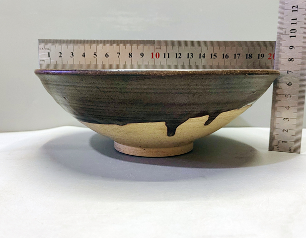 古玩陶瓷元代·茶葉末釉弦紋斗笠大碗拍賣，當前價格1750元