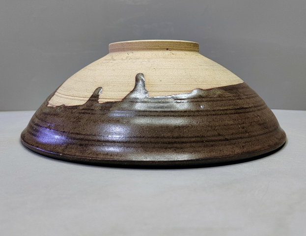 古玩陶瓷元代·茶葉末釉弦紋斗笠大碗拍賣，當前價格1750元