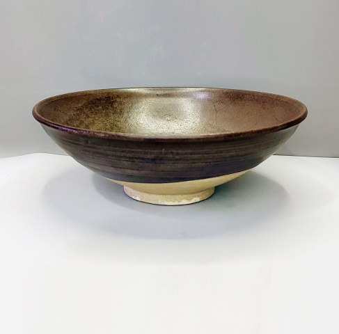 古玩陶瓷元代·茶葉末釉弦紋斗笠大碗拍賣，當前價格1750元