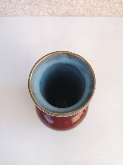 古玩陶瓷紅釉瓶拍賣,當前價格450元