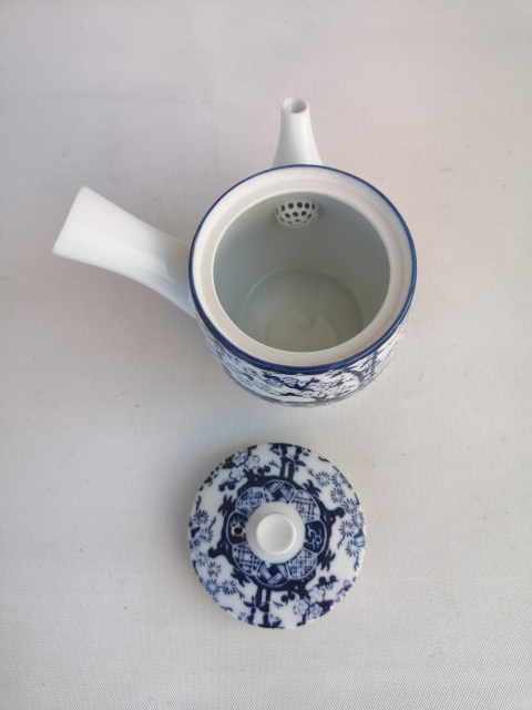 古玩陶瓷松竹梅 青花側把壺拍賣，當前價格298元