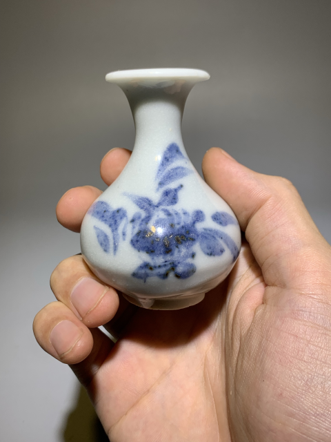 古玩陶瓷明末清初青花花卉紋玉壺春瓶拍賣,當前價格999元