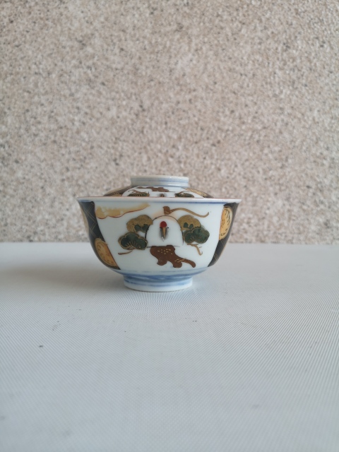古玩陶瓷青花加彩蓋碗拍賣，當前價格450元