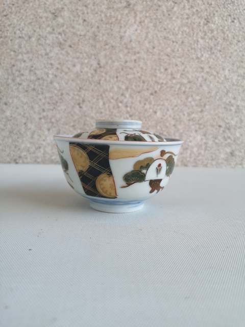 古玩陶瓷青花加彩蓋碗拍賣，當前價格450元