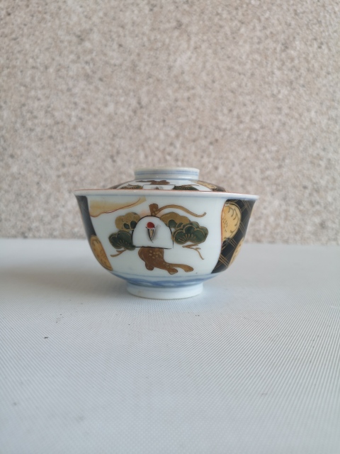古玩陶瓷青花加彩蓋碗拍賣，當前價格450元