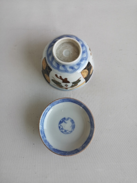 古玩陶瓷青花加彩蓋碗拍賣，當前價格450元