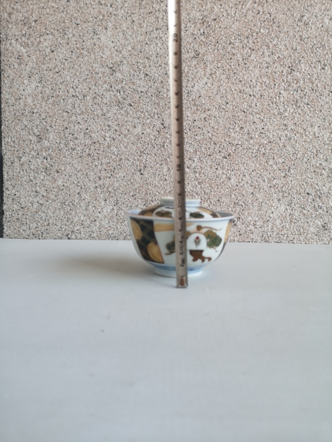 古玩陶瓷青花加彩蓋碗拍賣，當前價格450元